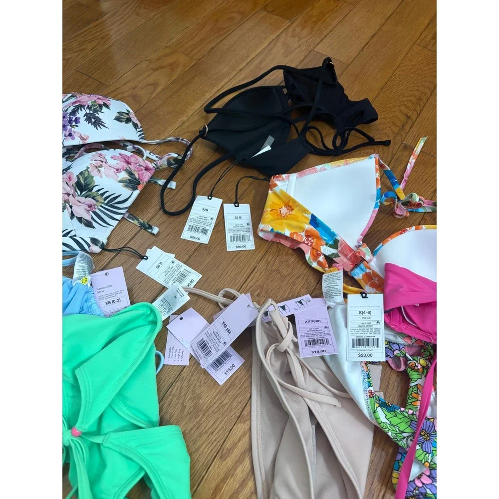 8pc NWT Target Bikini Bundle Shade & Shore Wild Fable Floral‎ Solid XS S 32B 36B